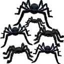 Tuzuaol 6 Pcs Outdoor Halloween Spiders Decorations, Giant Realistic Scary Spiders for Yard Party Haunted House Decor Indoor