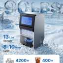 VEVOR Commercial Ice Maker Machine, 90 lbs/24h with 13 lbs Storage Capacity, Dual Water Inlet Countertop/Freestanding/Under Counter, Stainless Steel Ice Maker with LED Display, for Home Bar
