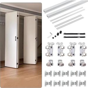 Free Sliding Bifold Door Hardware with Track36Bi-fold Closet Door Hardware Smoothly and Quietly2 Set for 4 Door(Door Not Included)