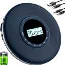 Portable CD Player, Disman CD Player for Car, Battery Powered Personal CD Music Player with Headphones Jack, Built-in 1000mAh Battery, Aux-Out Cable/TF Slot, LCD Display, Anti-Skip for Home