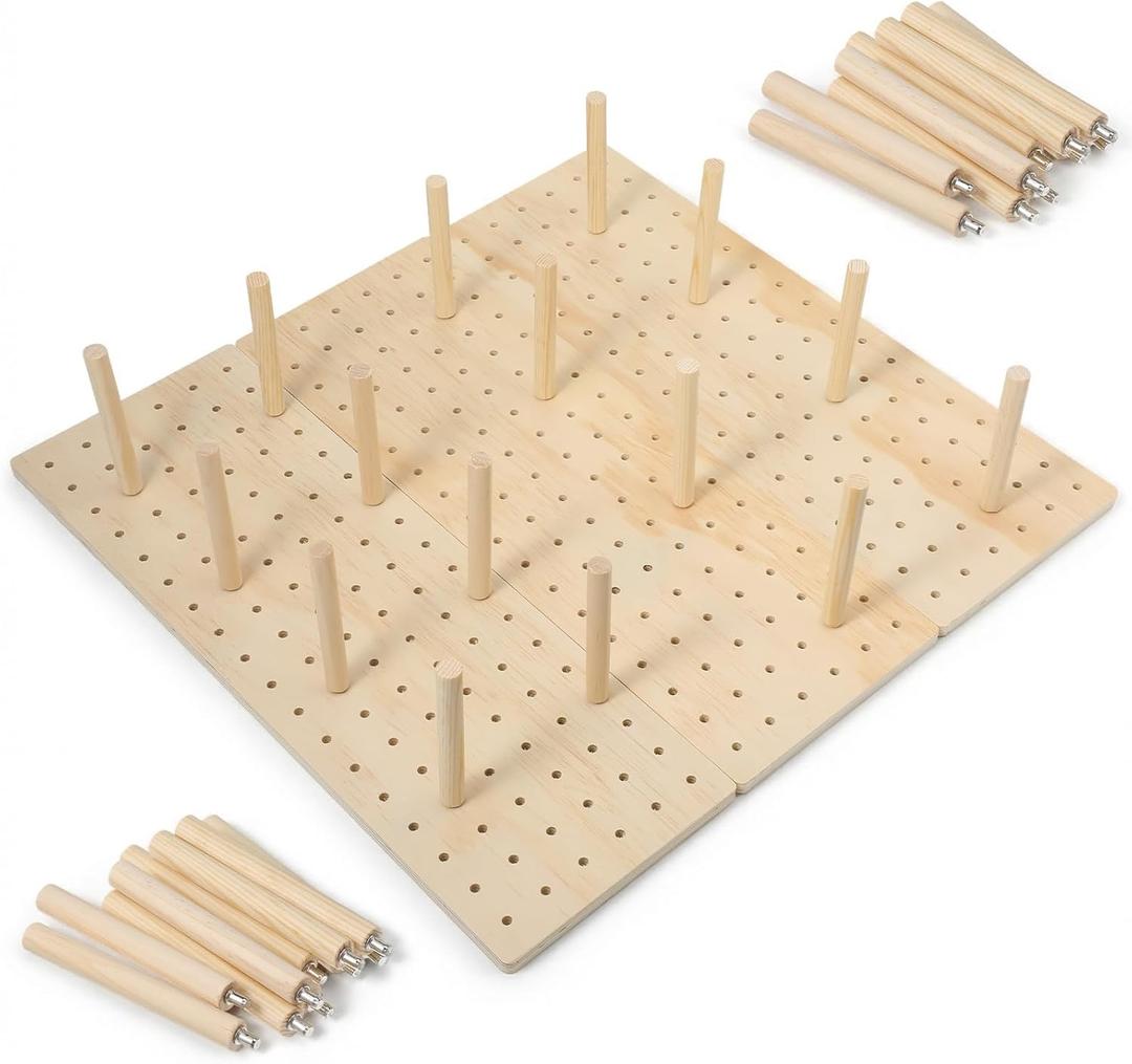 3Pcs Wood Pegboard Drawer Organizer with 32 Pegs Wooden Peg Board System for Kitchen Dishes Plate 17 x 5.91 in Natural Wood Color