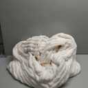 NEWCOSPLAY Super Soft Queen Blanket Ivory Premium Silky Flannel Fleece 3D Ribbed Jacquard Lightweight Bed Blanket All Season Use (Ivory Ribbed, Queen (90"x90")