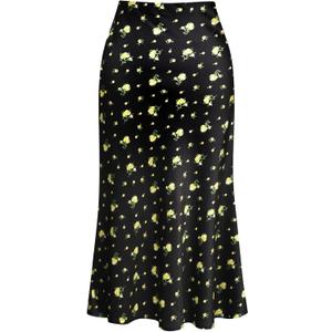 Keasmto Leopard Print Skirt for Women Cheetah High Waist Silk Satin Elasticized Skirts (L)