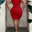 WDIRARA Women's Plus Size V Neck Sleeveless Bodycon Dress Ruched Twist Front Party Short Dress (XL)