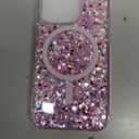 UEEBAI Glitter Case Magnetic for iPhone 15 Pro Case, Luxury Shiny Bling Sparkly Phone Cover Compatible with MagSafe, Wireless Charge Crystal Diamonds Shiny Cover for Women - Hot Pink