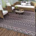 MontVoo Outdoor Rug Carpet Waterproof 5x8 Outdoor Patio Rug Mat Reverisble Plastic Straw Outdoor Rug for RV Camping Picnic Beach Balcony Boho Pink Grey