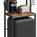 MAHANCRIS Bakers Rack with Mini Fridge Shelf, 3-Tier Microwave Stand, Coffee Bar Station with Paper Holder, Freestanding Kitchen Storage Rack, for Kitchen, Rustic Brown and Black BRHR5401