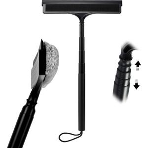 Window Squeegee with Flip-Head, Shower Squeegee 16-59" Long Handle Telescopic Pole & 30% Thicker Blade, Shower Squeegee for Glass Doors, Shower, Car, Windows, Bathroom