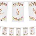 Eye-catching White "Blessed" Thanksgiving Cardstock Garland - 7 ft. x 7"(1 Pc.) - Perfect for Fall Decorations, Harvest Parties, & Thanksgiving Celebrations