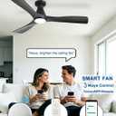 Depuley Ceiling Fans with Lights: 52-inch Smart Ceiling Fan with Remote/APP/Alexa Control - Flush Mount Ceiling Fans 3 Blades DC Motor Dimmable for Bedroom Living Room Outdoor (Black)