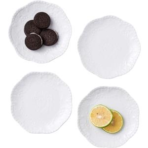 Jusalpha Embossed Lace Ceramic Plate-Dinner Plate Set, Pasta/Salad/Dessert Plate Dishwasher MicrowaveTableware Set for Restaurant Family Party Kitchen Use -4 Pieces, FD-PL15 (6 Inche, White)