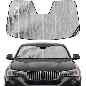 Pigenius Windshield Sun Shade for BMW X4 2015-2018,Front Window Sunshade Shield,2-in-1 Reflective Sun Shade,Silver for Summer, Black for Winter