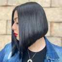 Liyouda Black Bob Wig Middle Part Inverted Bob Synthetic Bob Lace Front Wigs for Black Women Straight Lace Bob Wigs Short Bob Hair Wigs Angled Bob Cut Wig for Women