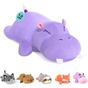 Onsoyours Original Hippo Weighted Stuffed Animals Kawaii Comfort Hippopotamus Plush, Soft Hugging Plushies Toys Gifts for Kids & Adults(9.8", 1.0Lbs)