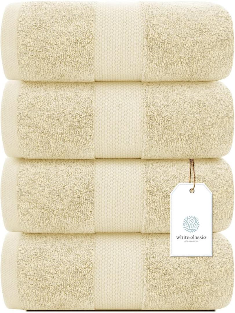 Beige Classic Luxury Bath Towels - Cotton Towel |12"-12" | 12 Pack | Beige