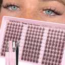 Brown Manga Lash Clusters Kit Natural Cluster Eyelash Extensions Kit CD Curl Wispy Fairy Eyelashes Clusters Anime Individual Lashes 180pcs