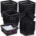Tatuo 24 Pcs Classroom Small Plastic Baskets Bulk Storage Baskets for Organizing Crayon Pencil Containers Organizer Bins for Back to School Gift Office Desk Drawer Home, 5.31 x 5.31 x 2.44 Inch(Black)