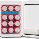 Mini Fridge for Bedroom - 10 Liter/12 Can Portable Refrigerator for Car, Office, Dorm - Quiet Cooler & Warmer for Food, Drinks, Makeup & Skincare - AC/DC Power Supply