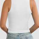 ATHMILE Womens Double Lined Crop Tank Tops Casual Basic Shirts Sleeveless Workout Tops Cute Summer Clothes Teen Girls (White, M)