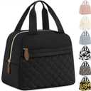 Insulated Lunch Bag for Women, Portable Lightweight Lunch Box for Adults, Reusable Small Lunch Tote Cooler Bags with Front Zipper Pocket for Work School Picnic(Black)