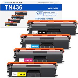 Skydo TN436 Toner Cartridges High Yield Replacement for Brother TN436 TN 436 TN436BK TN433 TN431 Work with MFC-l8900Cdw HL-l8360Cdw HL-L8260Cdw MFC-L8690Cdw (TN436BK TN436C TN436M TN436Y)