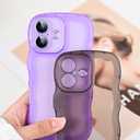 2 x Compatible with iPhone 16 Plus Case 6.7" 2024, Cute Kawaii Curly Wave Frame Shape Soft Silicone Shockproof Protective Phone Cover for Women Girls, Clear/Black