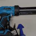 SEESII Cordless Caulking Gun, 21V Battery Powered Caulk Gun, Electric Caulking Gun w/1 x 2.0Ah Batteries,  Caulk Remover Tool, LED Light, Auto Retract for Filling, Sealing (Blue)