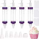 Nuogo 4 Pack Dessert Decorating Syringe Set Include Icing Dispenser Cupcake Filling Injector, 28 Icing Nozzles, 12 Cream Scrapers Frosting Piping Kit for Cookies Cake Dessert Making Decoration