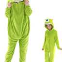 COSUSKET Snug Fit Unisex Adult Onesie Pajamas, Flannel Cosplay Animal One Piece Halloween Costume Sleepwear Homewear (Small, Light Green)