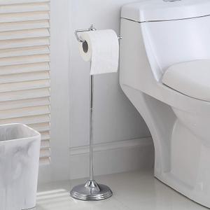 SunnyPoint Bathroom Free Standing Toilet Tissue Paper Roll Holder Stand with Reserve Function, Chrome Finish