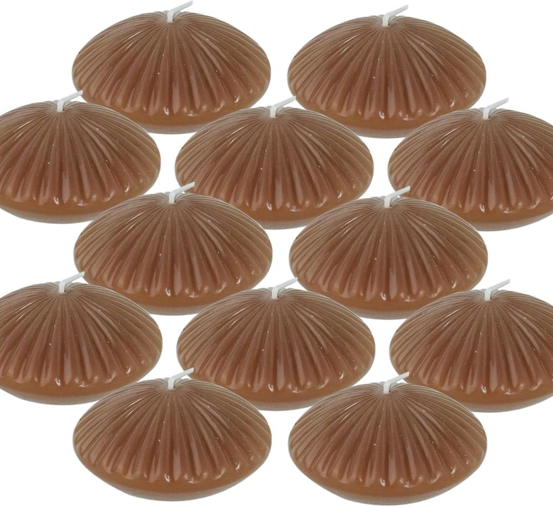 10 Hour Brown Floating Candles Large 3"Unscented Romantic Tealight Ribbed Candles for Cylinder Vases,Centerpieces at Wedding, Party,Holidays,Fall Decor,Set of 12