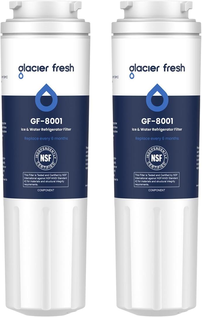 GLACIER FRESH UKF8001 Compatible with Whirlpool Refrigerator Water Filter 4, EDR4RXD1, EveryDrop Filter 4, 4396395, Maytag UKF8001, UKF8001AXX, WHR4RXD1, KAD4RXD1, 46-9006, Puriclean II, Pack of 2
