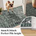 Washable Hallway Runner Rug 4x12: Green 12ft Runners for Hallways Soft Non Slip Kitchen Rugs for Bedroom Bathroom Entryway - Stain Resistant Vintage Floral Carpet (Dark Green Multi, 4X12)