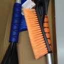 EcoNour 27" Car Snow Brush and Ice Scrapers for Car Windshield (2 Pack) | Scratch Free Bristle Head Snow Brush & Tough Window Snow Scraper with Aluminium Body | Snow Removal Winter Car Accessories (Blue & Orange)