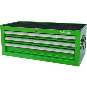 Workington Industrial 3 Drawers Portable Metal Intermediate Box, 26" Middle Tool Chest Cabinet with Ball Bearing Drawer Slides, Steel Tool Storage Box Organizer 4009 Green