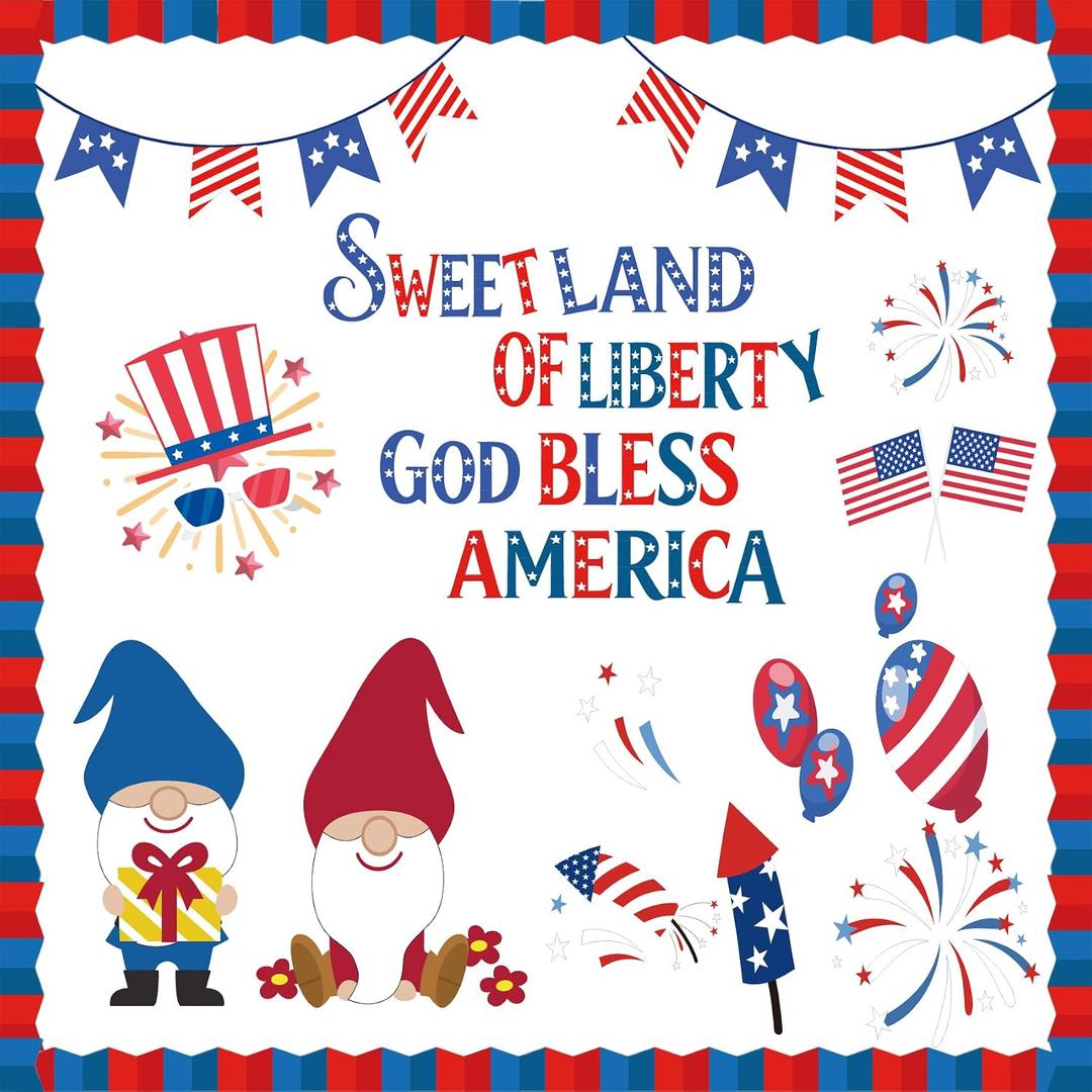 4th of July Bulletin Board,Independence Day 250 Anniversary America Bulletin Board Decoration Set USA Theme Party Supplies for School Classroom Blackboard Decor Offices Home Wall Backdrop