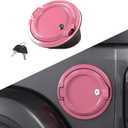 for JL Locking Fuel Door Gas Tank Cap Cover Fit for 2018-2025 Jeep Wrangler JL JLU 2/4 Door, Aluminum Fuel Door Exterior Accessories(Pink)