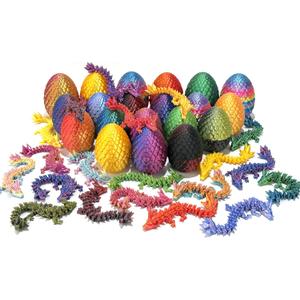 12 Pcs 3D Printed Dragon Eggs Mystery Pack with Dragons Mystery Inside,3D Printed Small Animals Fidget Desk Decor