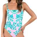 La Blanca Women's One Piece Swimsuit Lingerie Tummy Control Bathing Suit (4, Multi//Opulent Palm)