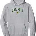Cal Poly Mustangs Arch Over Logo Officially Licensed Pullover Hoodie (Small, Black)