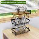 OKZEST 3-Tier Fruit Basket for Kitchen Counter with Banana Hangers, Countertop Organizer Fruit Bowls with Wood Top, Fruit Storage Basket Stand for Storage Potato Onion Bread Snack Fruit Veggie