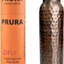 Feather Printed Copper Water Bottle Leak Proof Ayurvedic Drinkware Copper Vessel for Sports, Gym, Outdoors, Yoga, Kitchen (32.1 Ounces, Design 23)