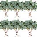 40 Pcs Artificial Eucalyptus Stem, Fake Silver Dollar Eucalyptus Leaves Stems Bulk Real Touch Faux Leaf Branches for DIY Bouquets Floral Arrangement Wedding Home Decor