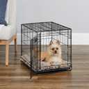 MidWest Homes for Pets 24-Inch iCrate for Small Breeds, 12-20 lbs, Single Door Folding Dog Crate with Divider Panel, Leak-Proof Tray & Secure Latch, Portable, Durable & Easy to Assemble