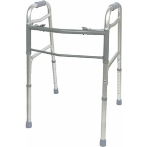 Two Button Folding Walker, Lightweight Mobility Aid with Safety Brakes and Foam Grips for Seniors and Adults, 300 lb. Maximum Weight Capacity