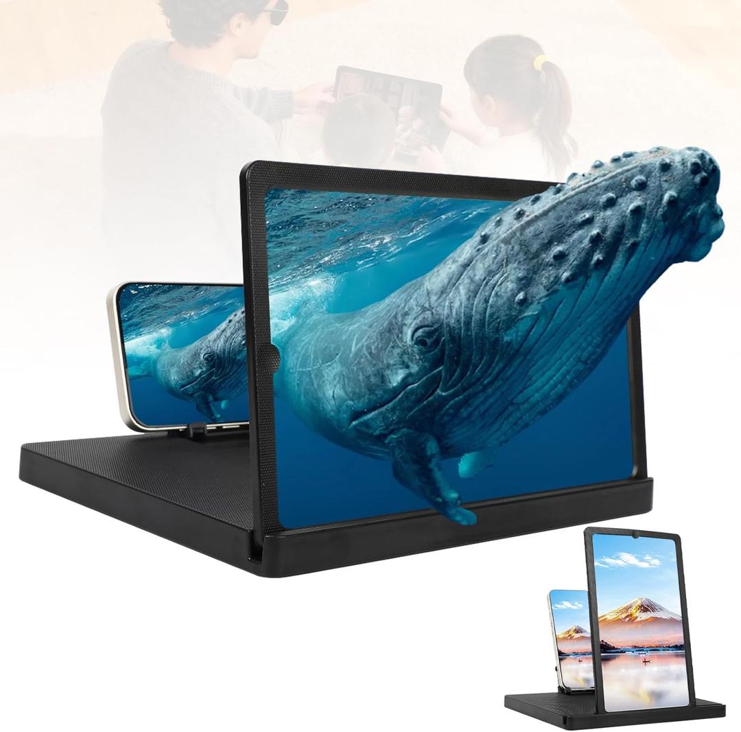 2026 New Big Screen Phone Magnifier,3D HD Screen Expander,Foldable Phones Stand with Movie Screens Amplifier,Mobile Phone Magnifier Projector for Movies&Gaming,Compatible with All Smartphone(14 in)