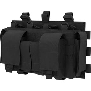 KRYDEX Quad 5.56 Mag Pouch Placard 556 & 9mm Mag Pouch Radio & GP Pouches for Carrier and Chest Rig (Black)