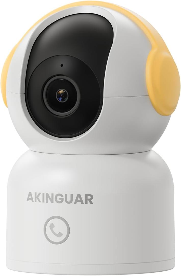 2K 3MP Indoor Security Camera, 5GHz/2.4GHz WiFi Camera,Security Camera for Home, 360Pan Security Cameras with Motion Detection & One-Touch Call, Night Vision, Compatible with Alexa, Yellow