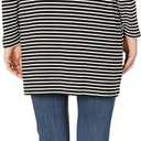 Amazon Essentials Women's Long-Sleeve Open-Front Long Cardigan (Black White Horizontal Stripe)