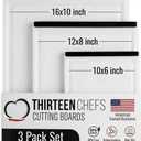 Thirteen Chefs Non Slip Cutting Board 3 Pack Set for Kitchens with Groove - BPA Free and Dishwasher Safe with 16, 12 and 10 Inch Sizes (Black)